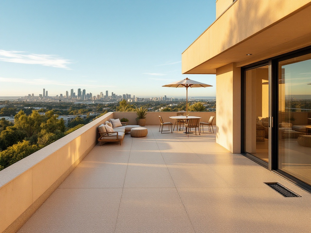 Restored waterproof deck coating on a San Diego rooftop deck