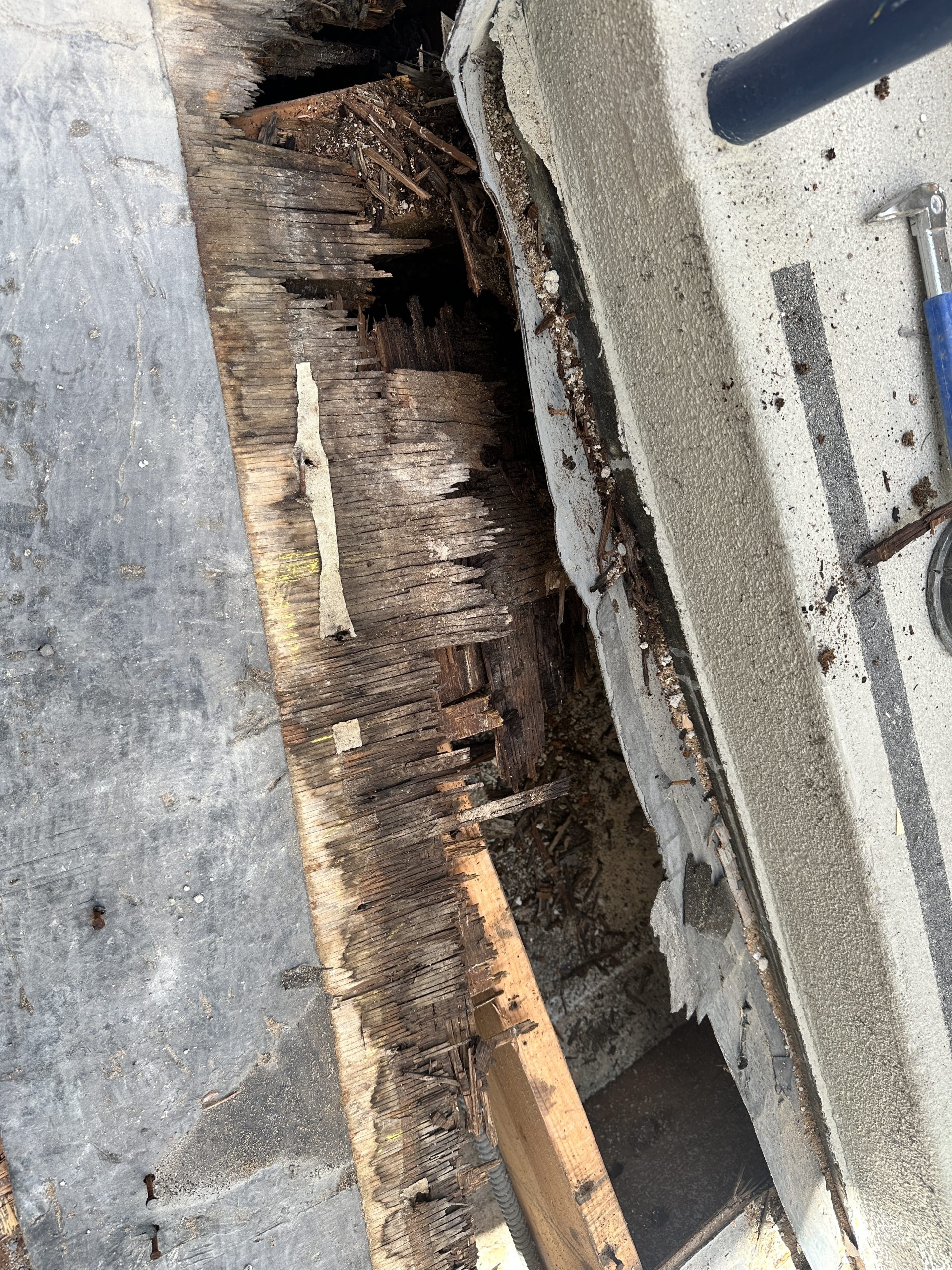 Dry rot and hidden water damage uncovered during an Aqua Choice deck inspection in San Diego