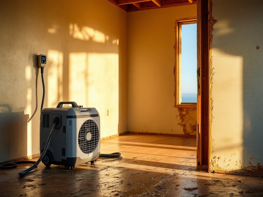 Water damage restoration drying equipment in a San Diego home