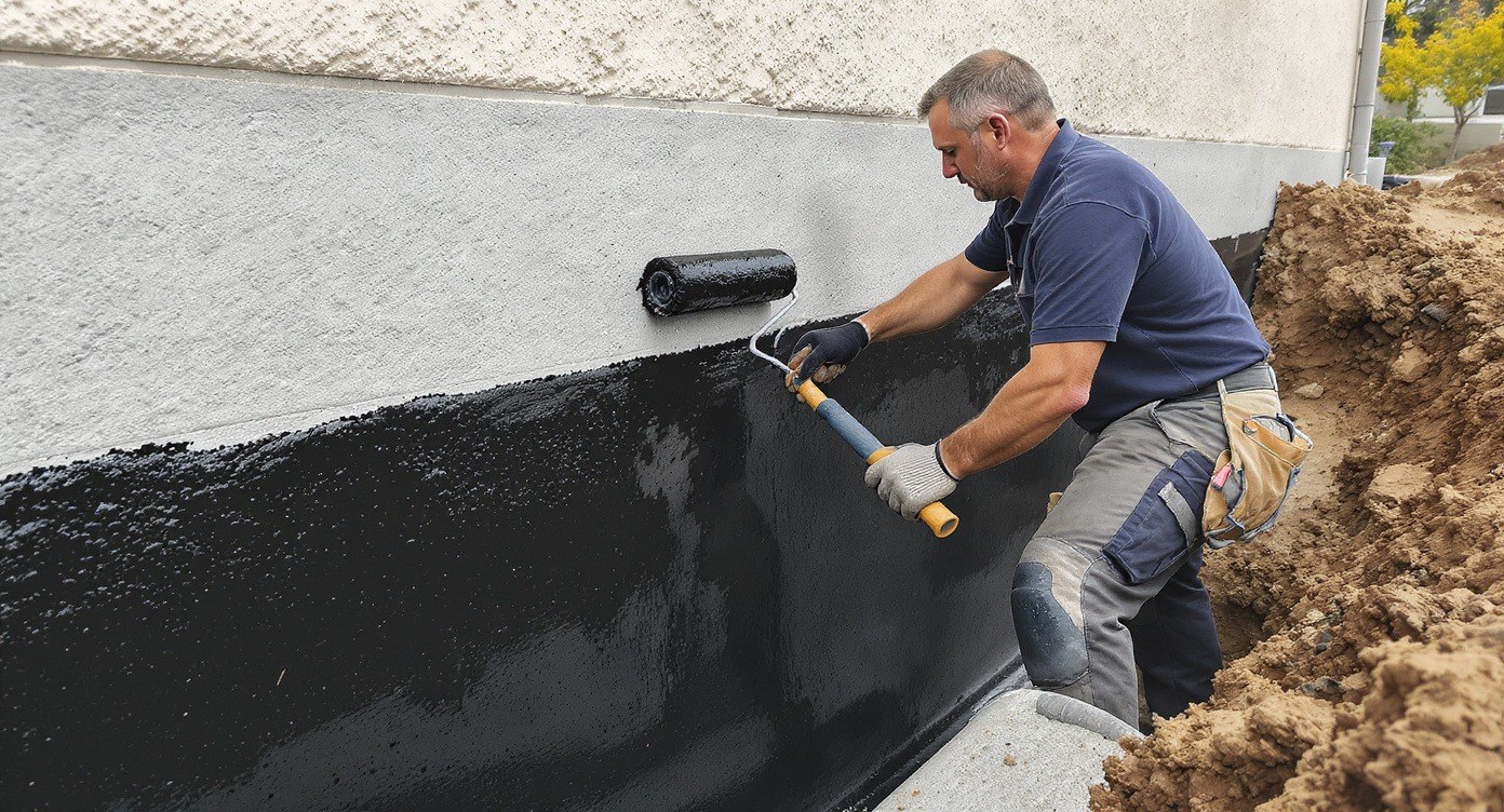 Below grade foundation waterproofing membrane on a San Diego home